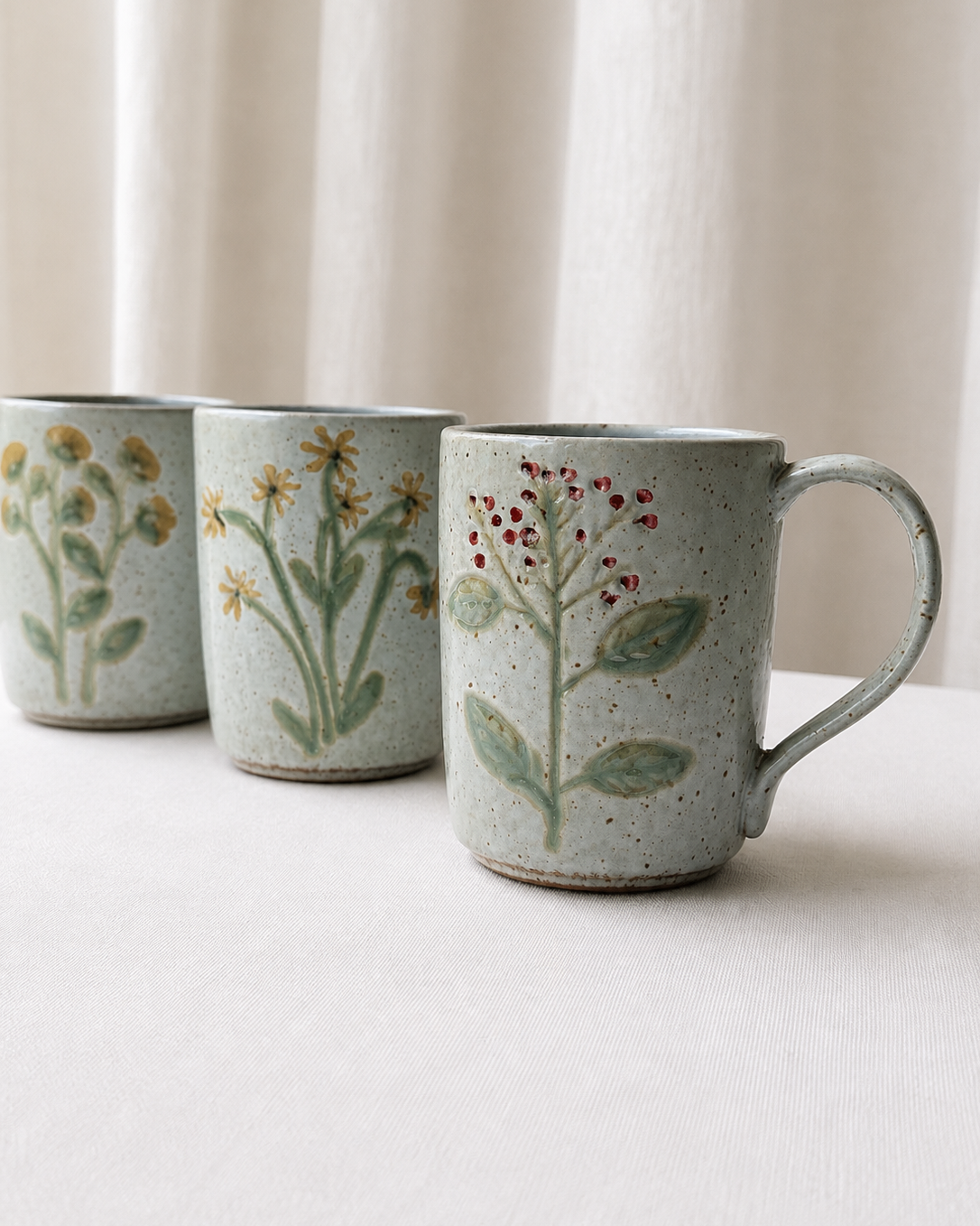 Set de 4 Tazas Diseño Botánico