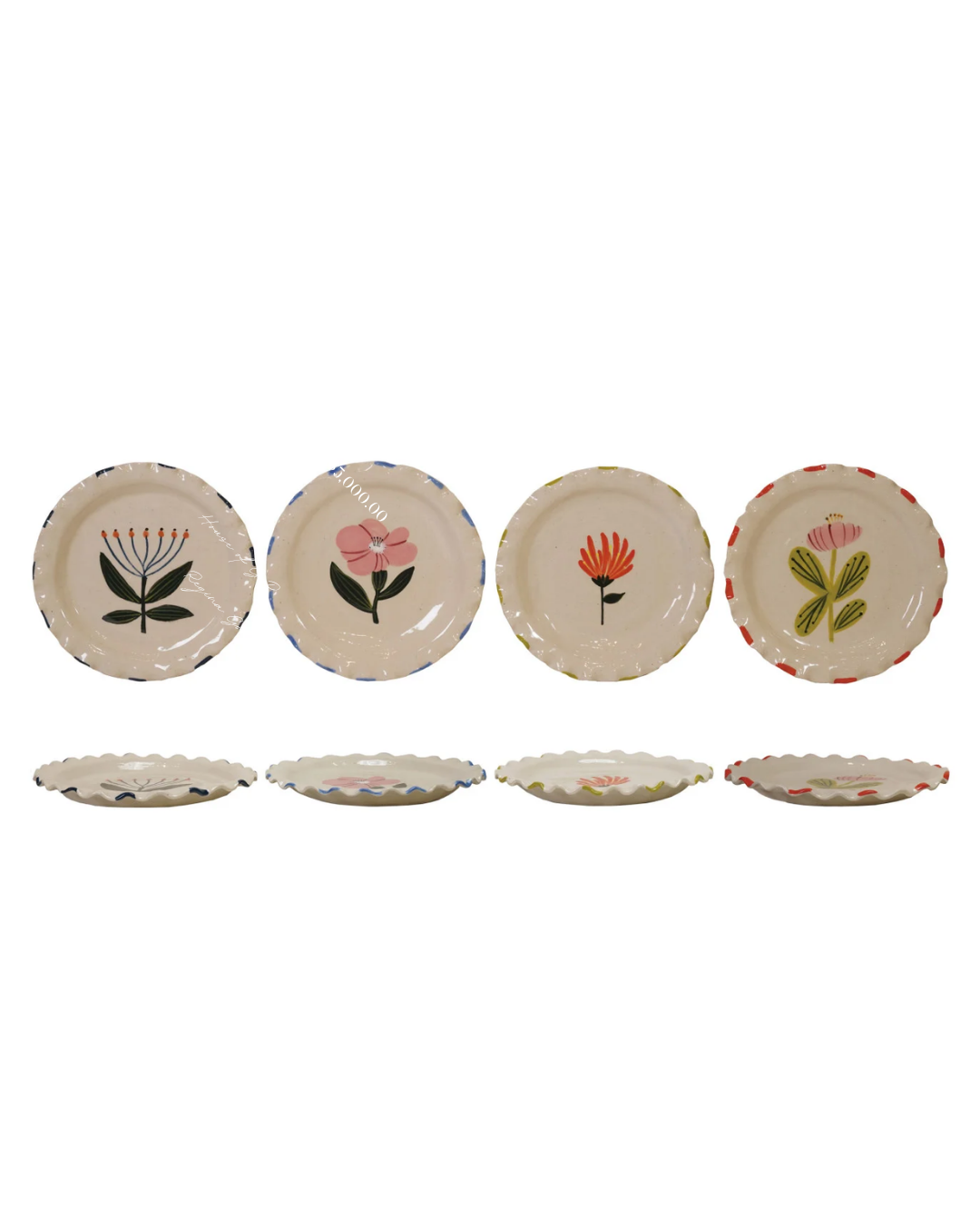 Set de 4 Platos Borde Ondulado