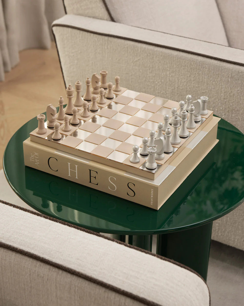 Ajedrez Espejo Beige/Plata 2