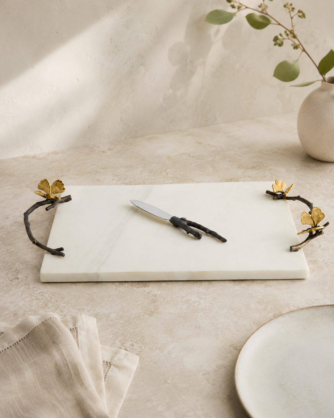 Butterfly Ginkgo Tabla para Quesos con Cuchillo