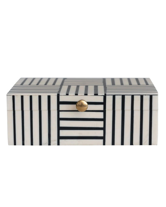 Caja con Rayas y Perilla Dorada