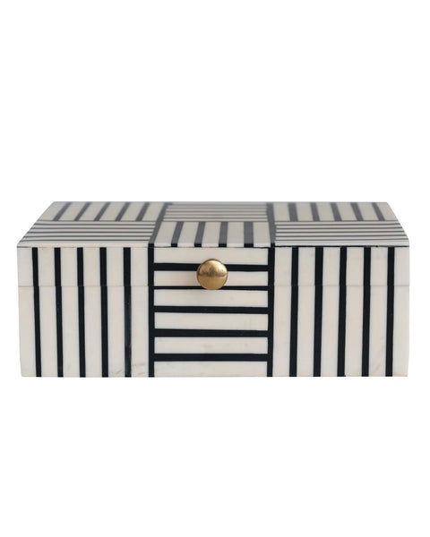 Caja con Rayas y Perilla Dorada