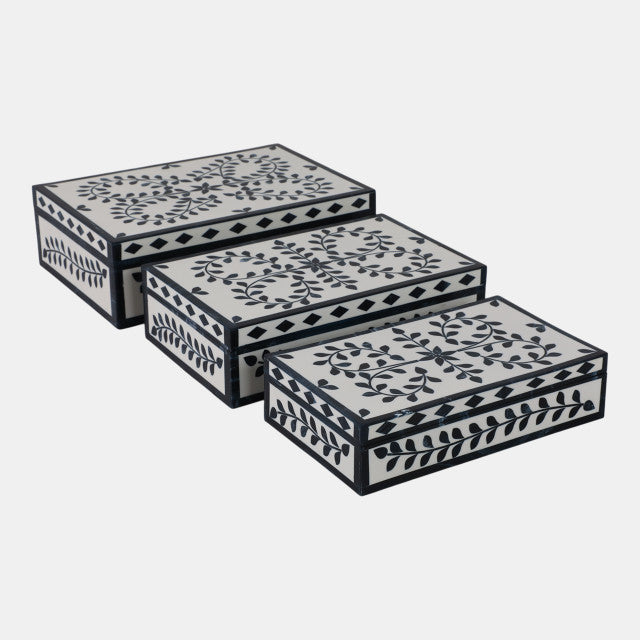 Cajas Decorativas Pétalos Azul y Blanco