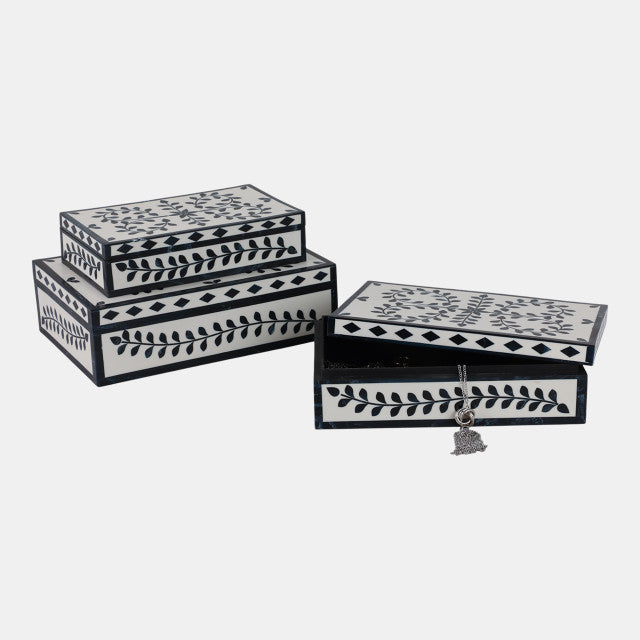 Cajas Decorativas Pétalos Azul y Blanco 2