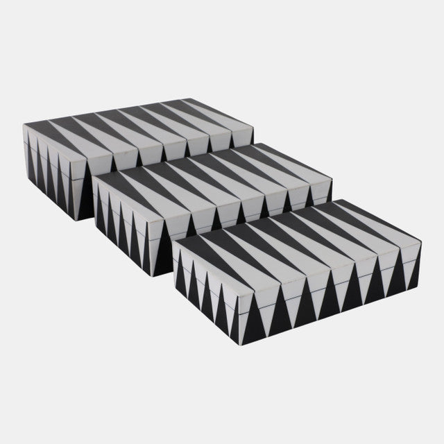 Cajas Decorativas Patrón Triangular B&N