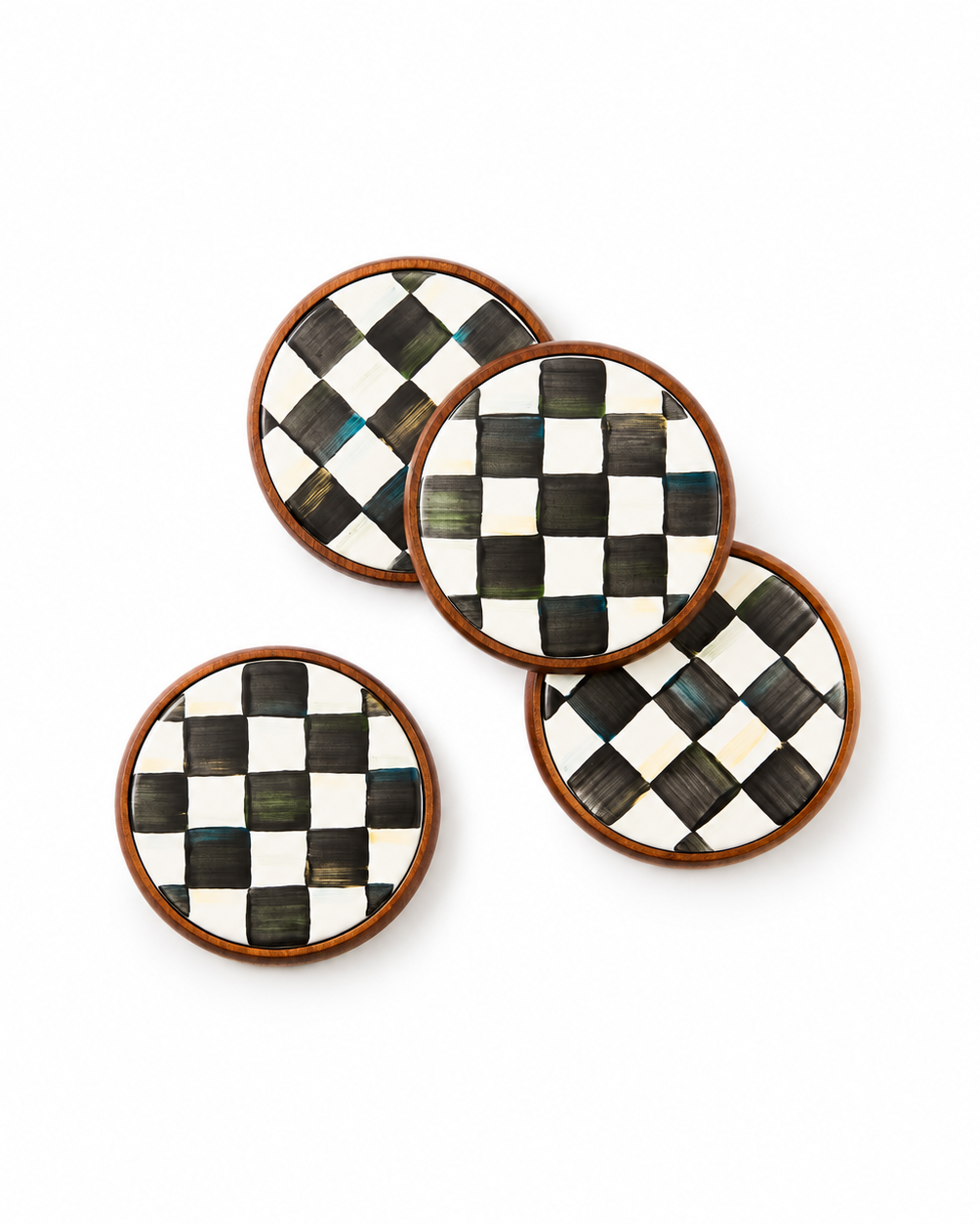 Courtly Check Enamel Coasters, Set of 4