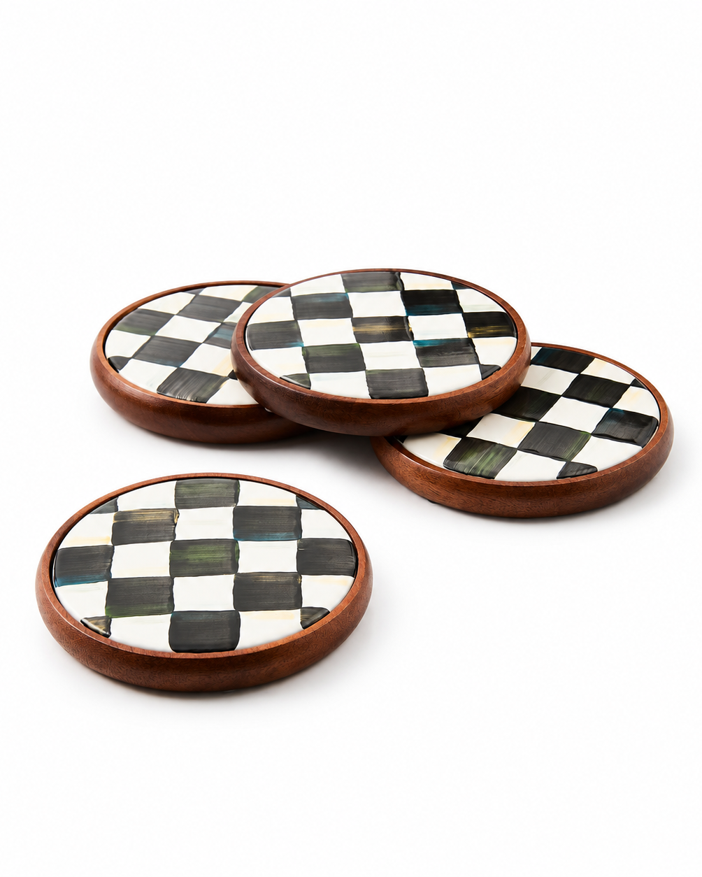 Courtly Check Enamel Coasters, Set of 4