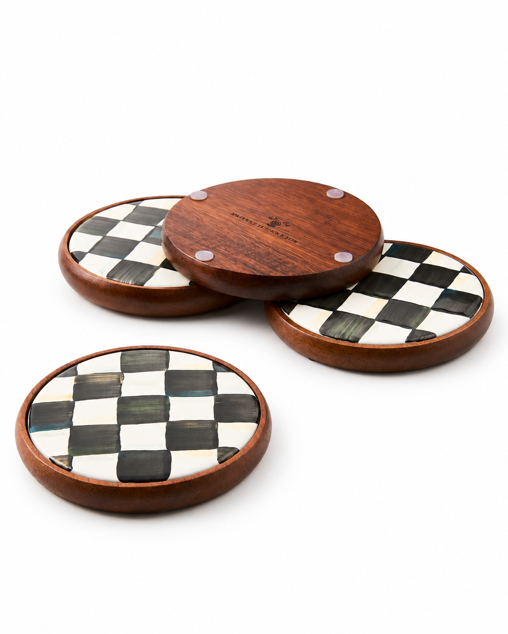 Courtly Check Enamel Coasters, Set of 4