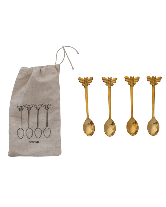 Cucharas de Latón con Abejas, Set de 4