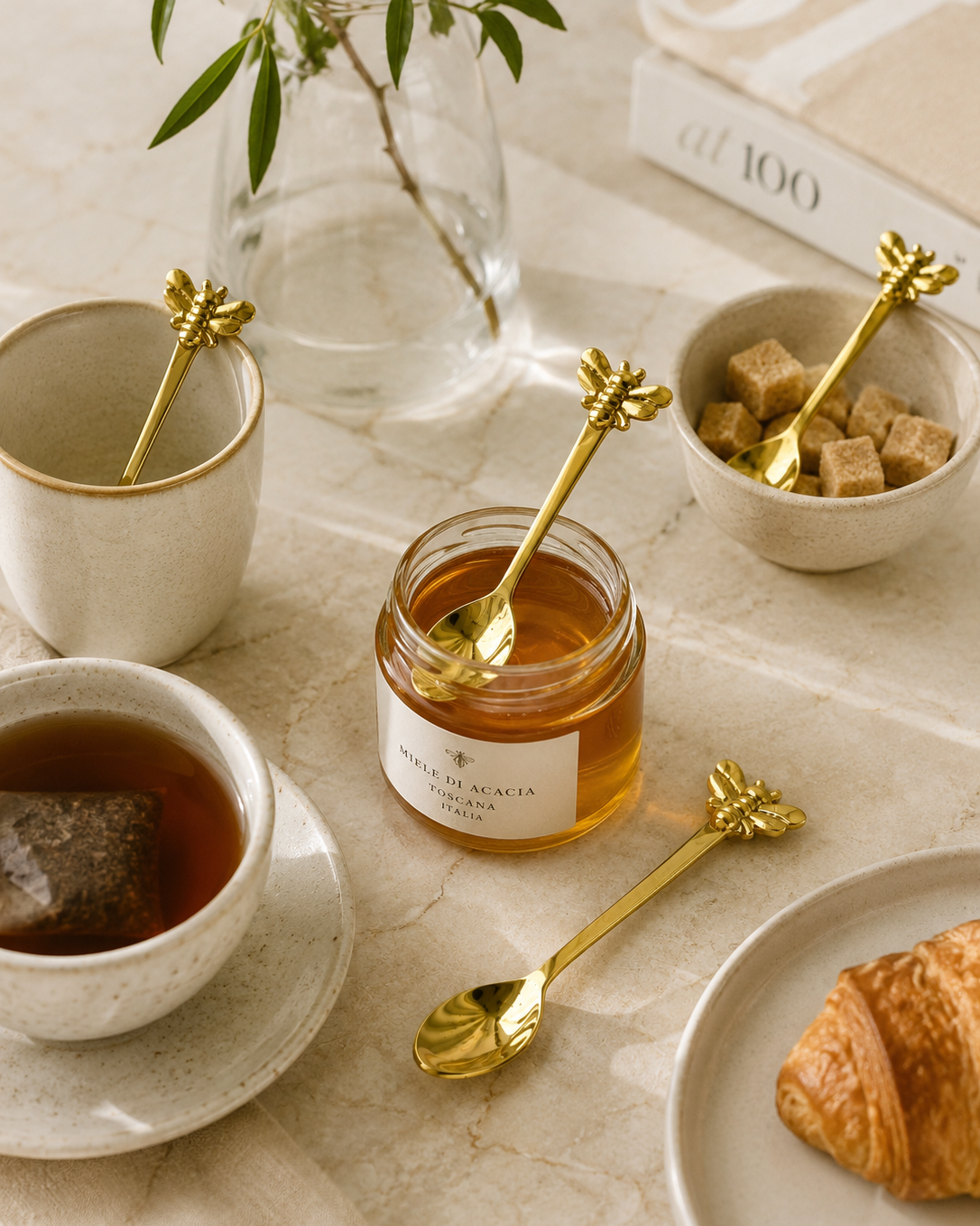 Cucharas de Latón con Abejas, Set de 4
