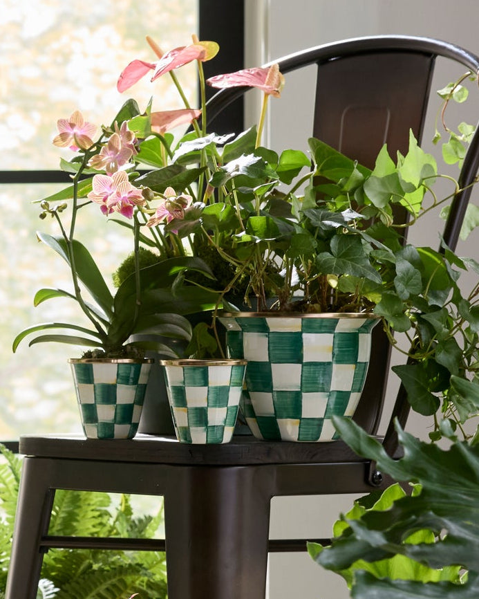 Emerald Check Large Flower Pot