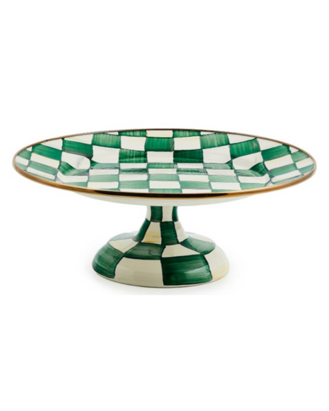 Emerald Check Small Pedestal Platter