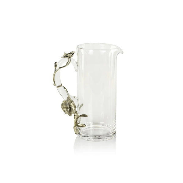 Jarra de Vidrio y Metal Plateado con Orquídea