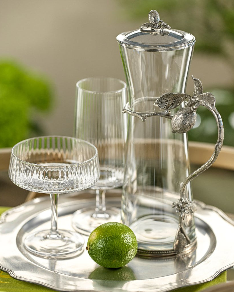 Jarra de Vidrio y Peltre Limon Agria