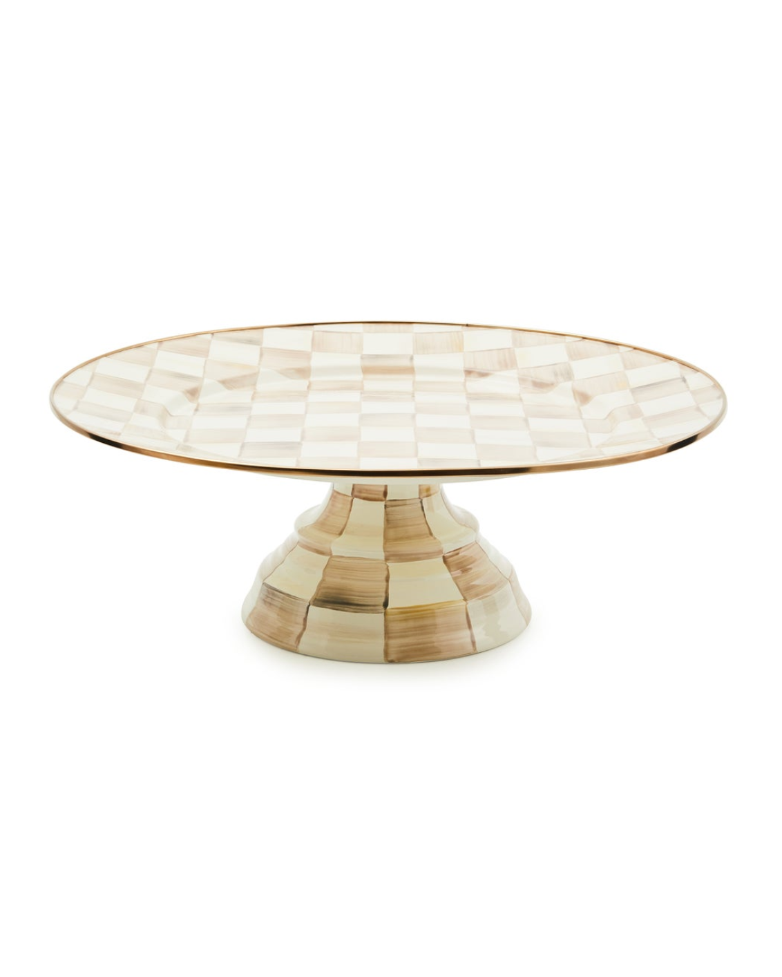 Mocha Check Large Pedestal Platter