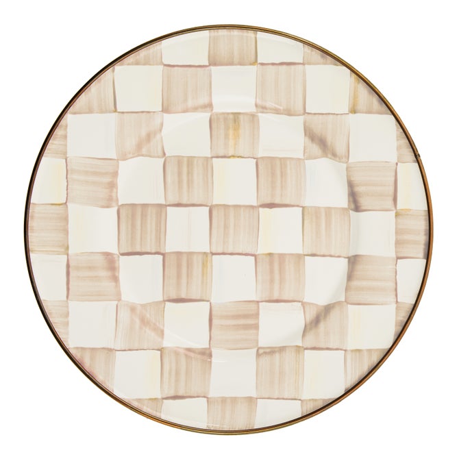 Mocha Check Salad Plate