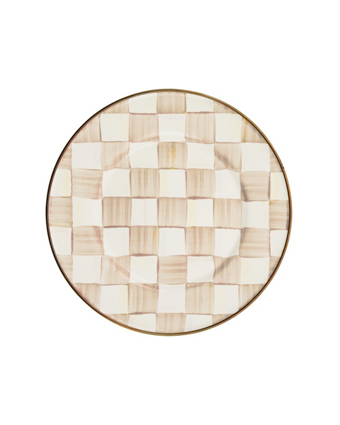 Mocha Check Salad Plate
