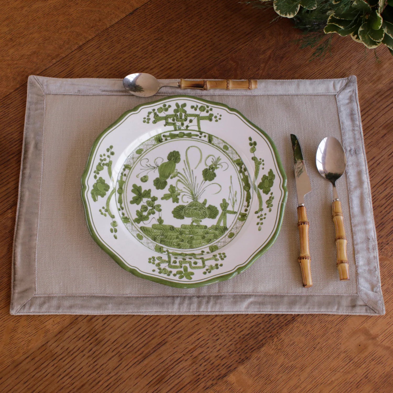 Plato para Ensalada 9" Blanco & Verde (Set de 4) 2