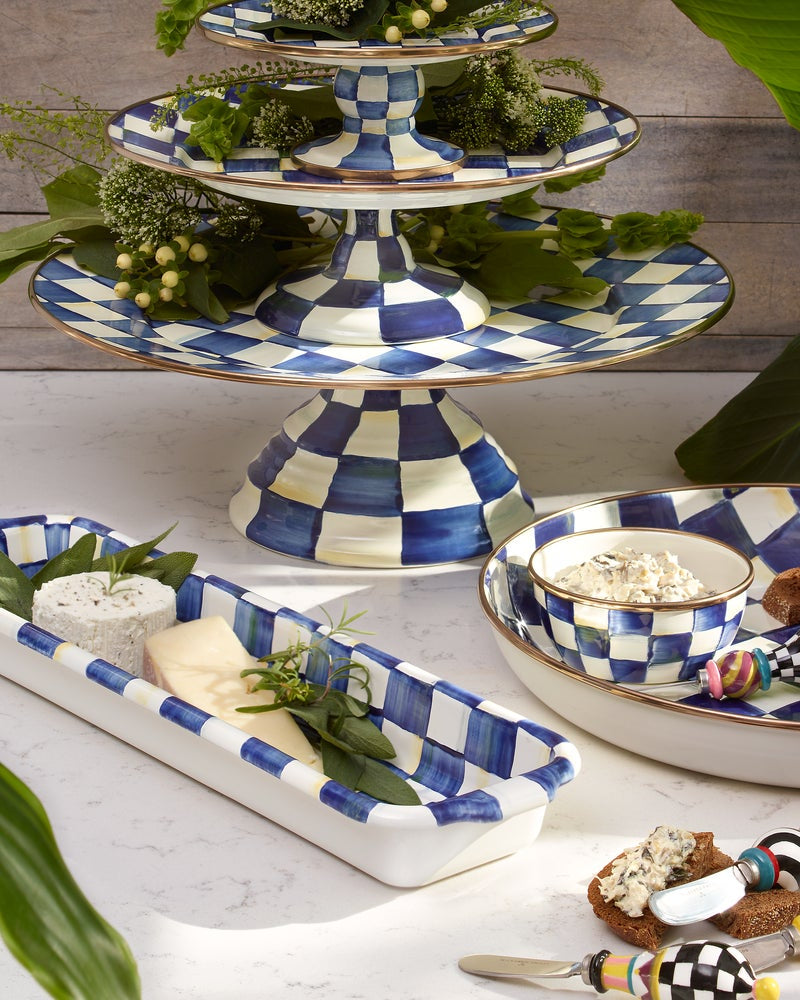 Royal Check Large Pedestal Platter