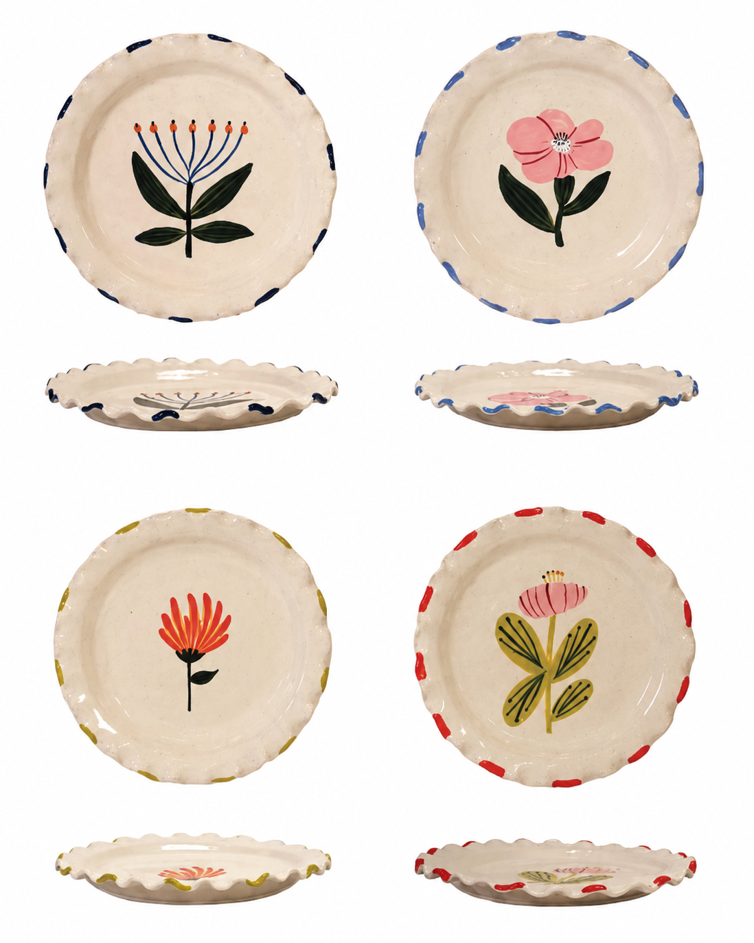 Set de 4 Platos Borde Ondulado