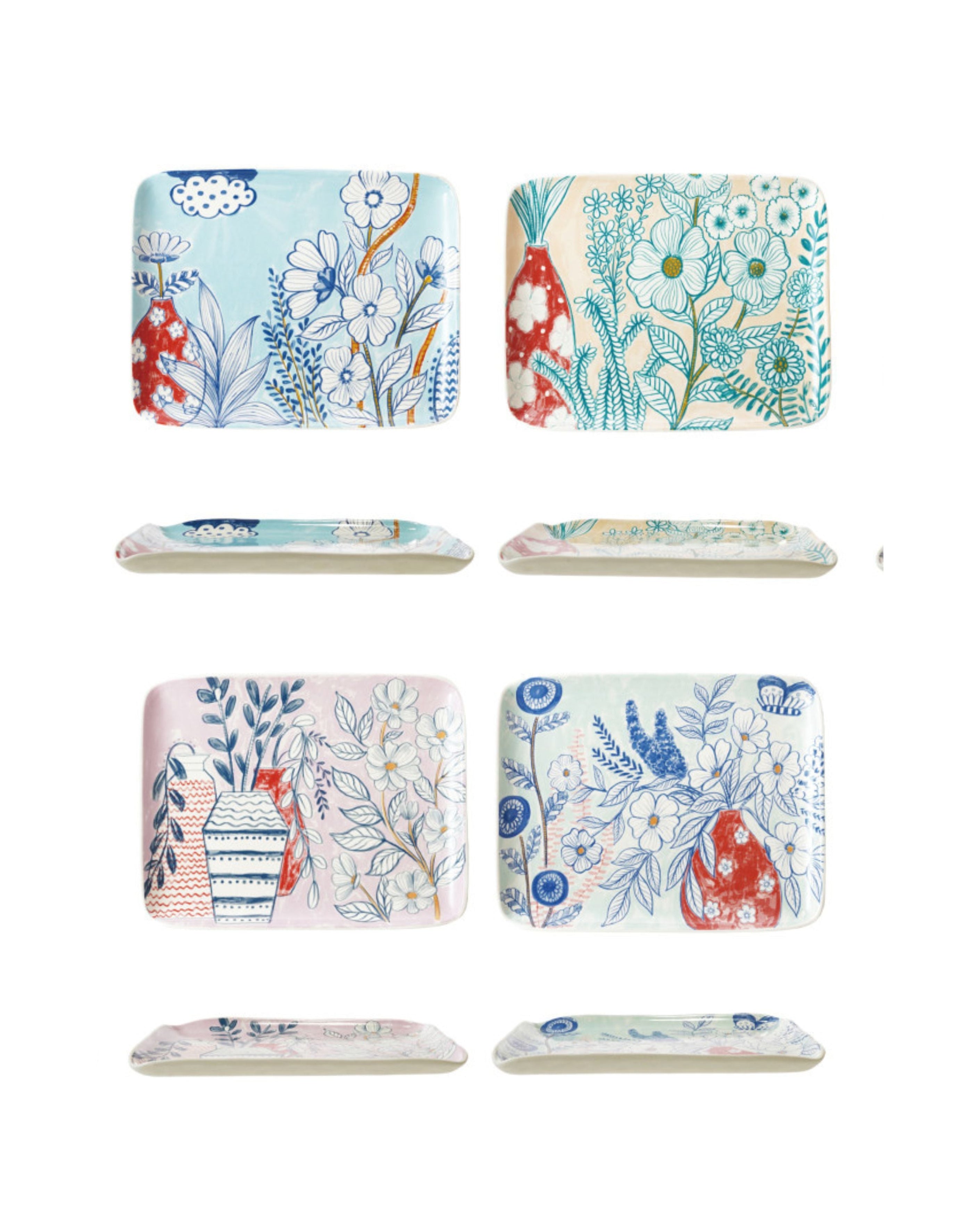 Set de 4 Platos Diseño Floral