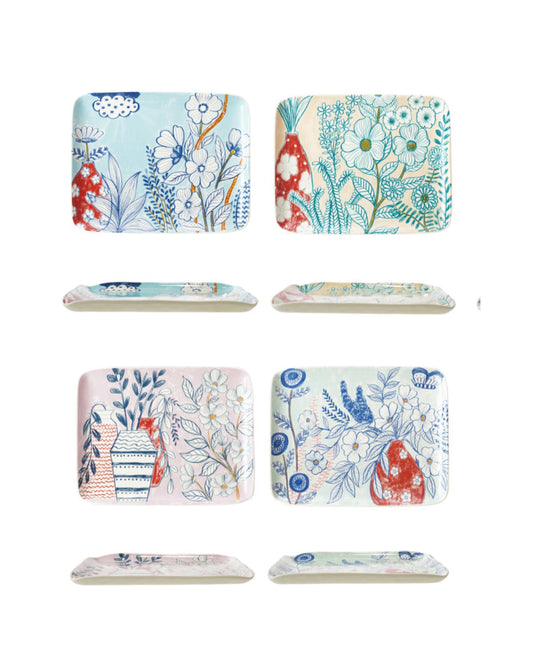 Set de 4 Platos Diseño Floral