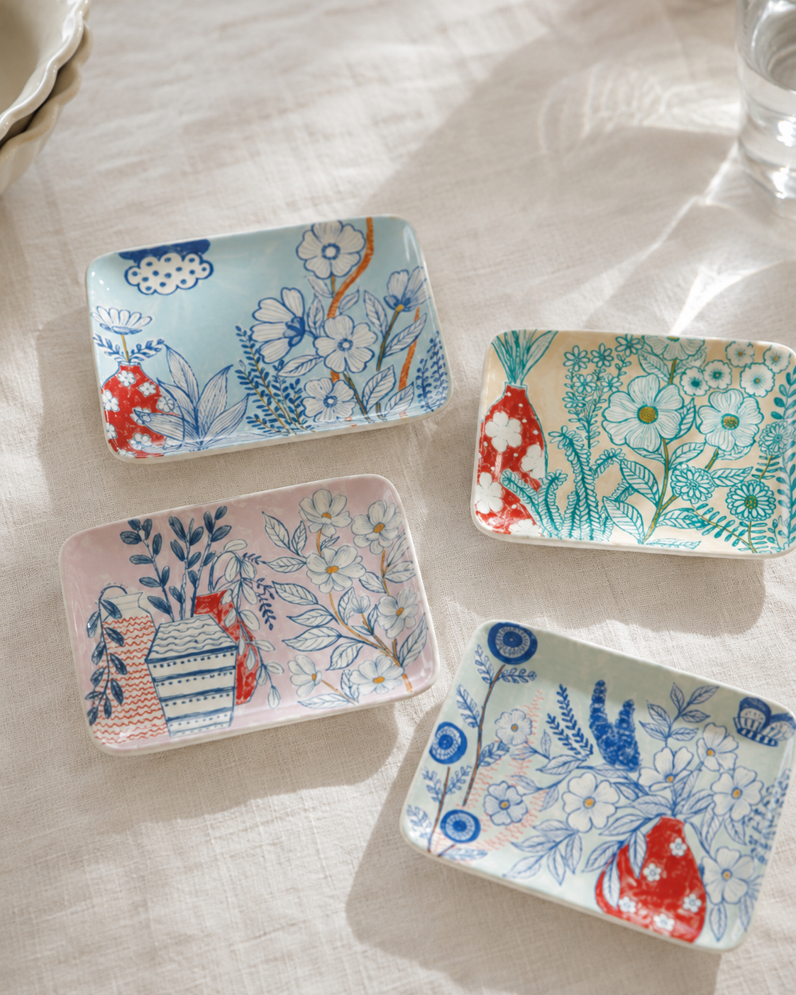 Set de 4 Platos Diseño Floral