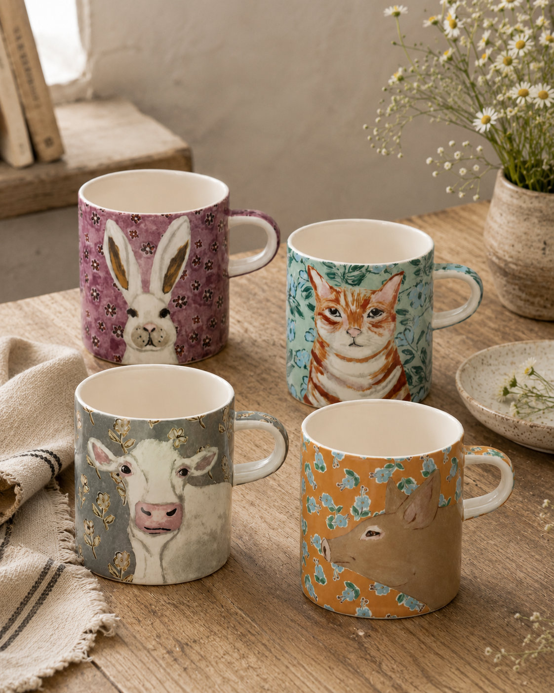 Set de 4 Tazas Diseño Animal