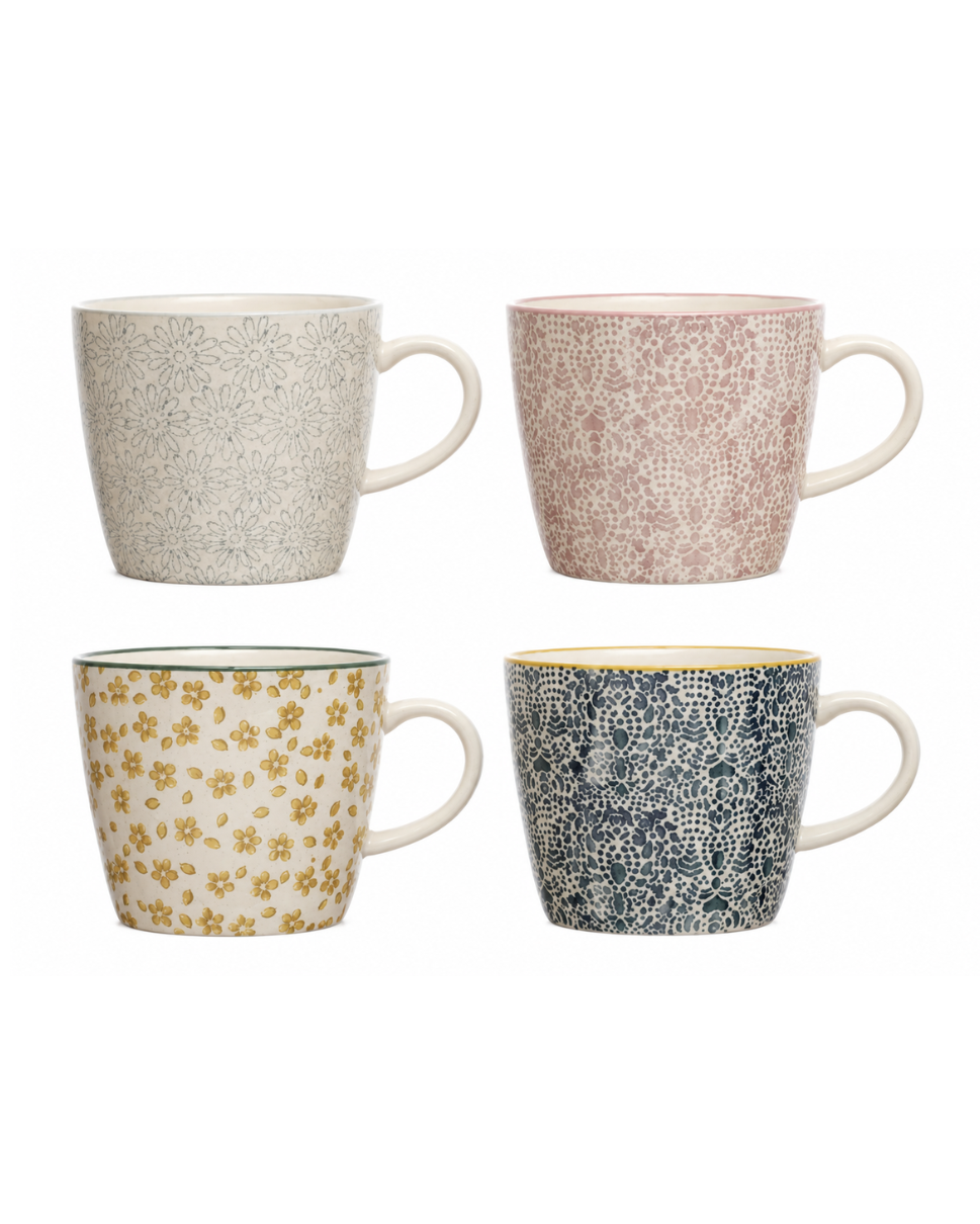 Set de 4 Tazas Estampado Floral