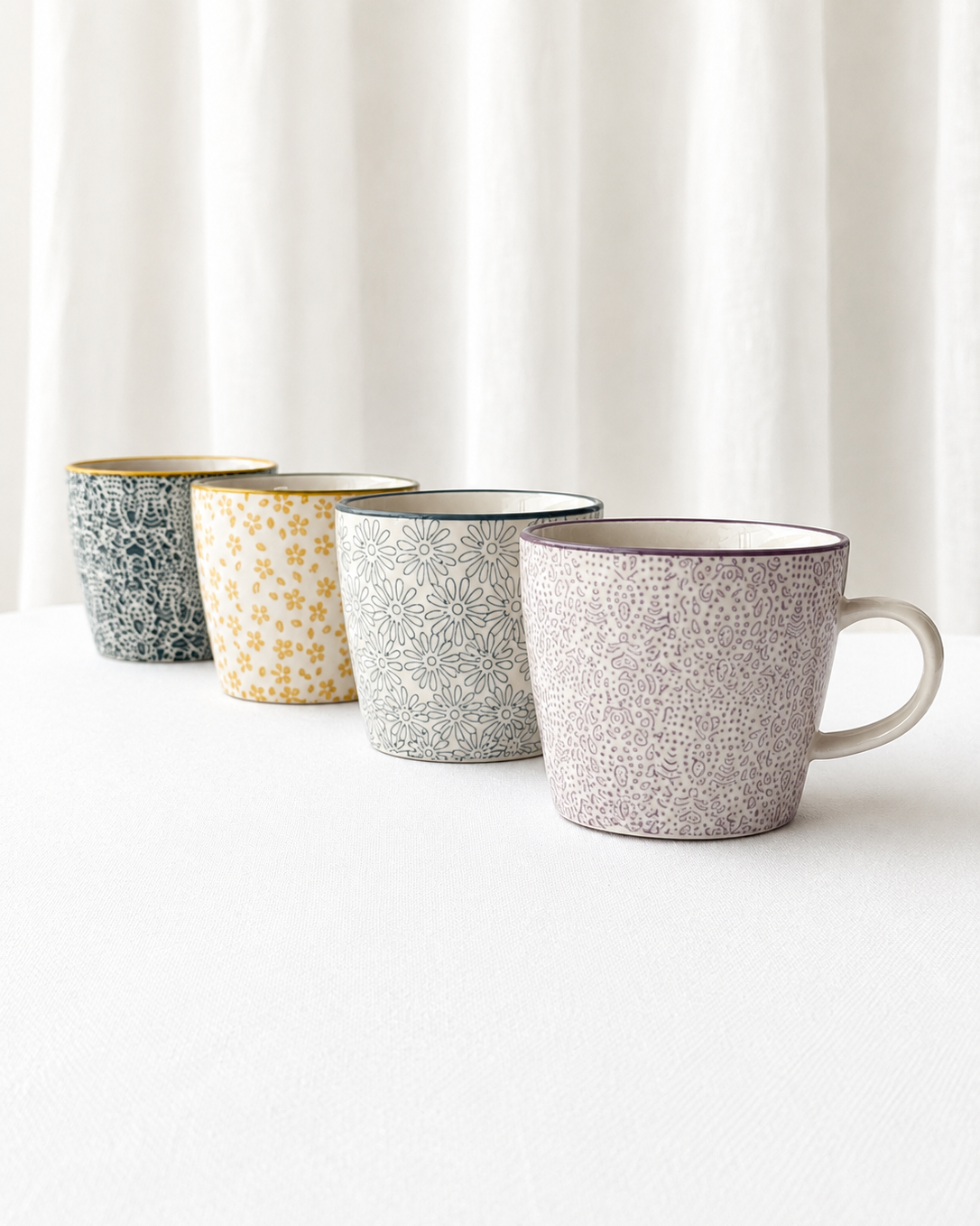 Set de 4 Tazas Estampado Floral