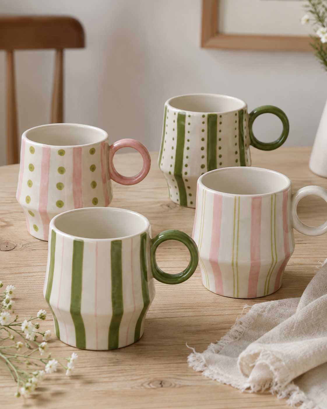 Set de 4 Tazas con Rayas