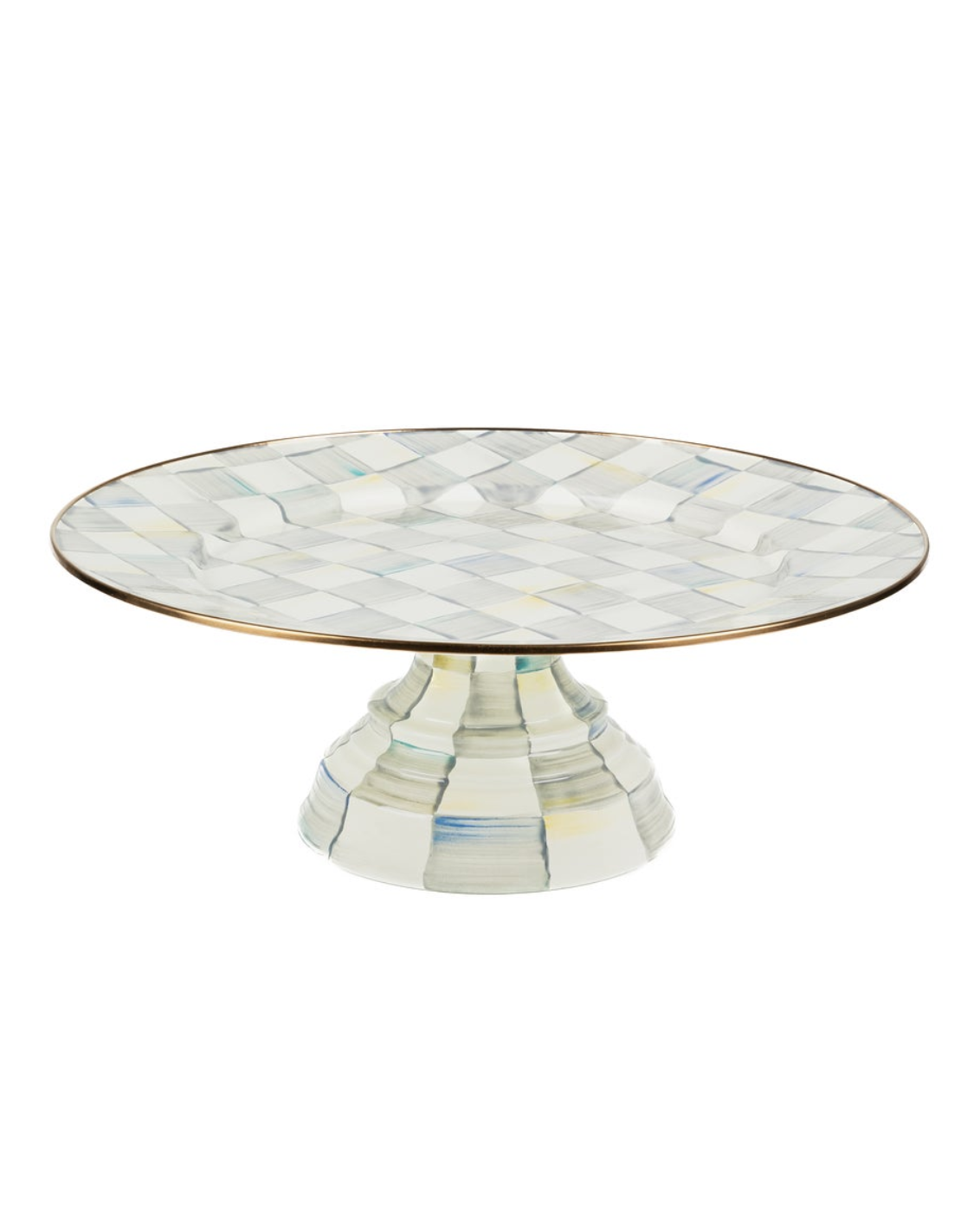 Sterling Check Large Pedestal Platter