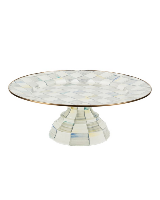 Sterling Check Large Pedestal Platter