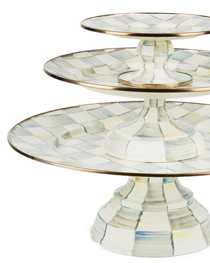 Sterling Check Large Pedestal Platter