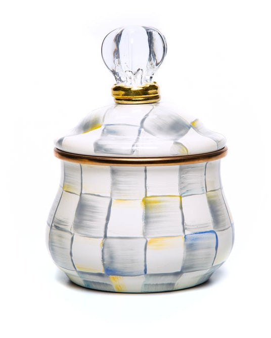 Sterling Check Lidded Sugar Bowl