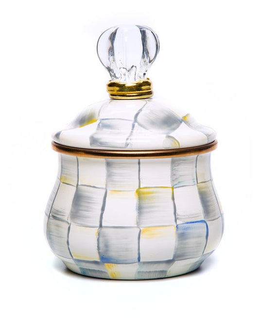 Sterling Check Lidded Sugar Bowl