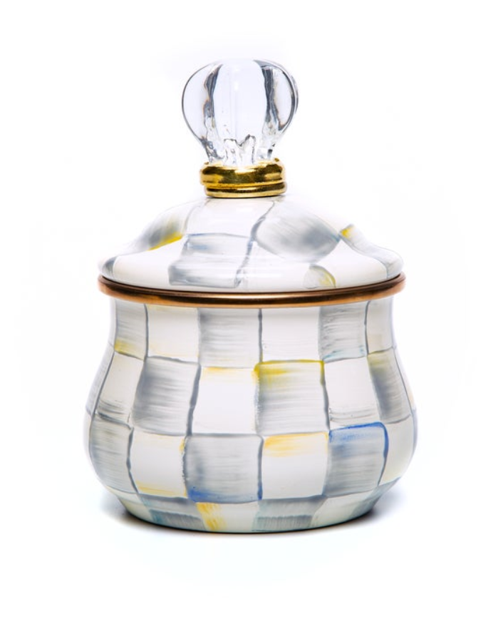 Sterling Check Lidded Sugar Bowl