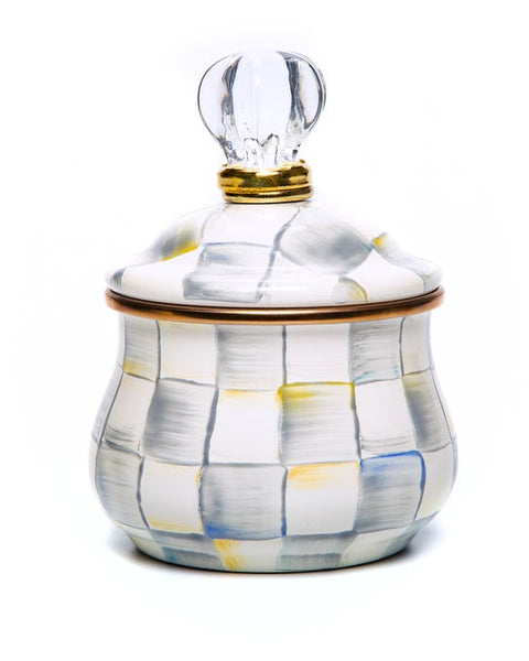 Sterling Check Lidded Sugar Bowl