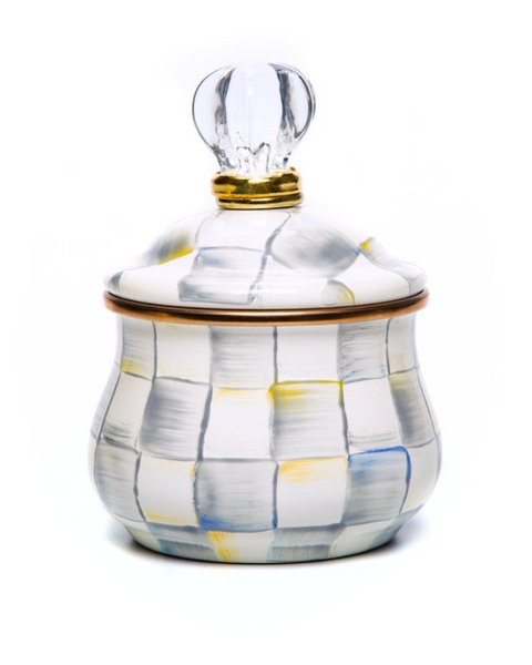 Sterling Check Lidded Sugar Bowl