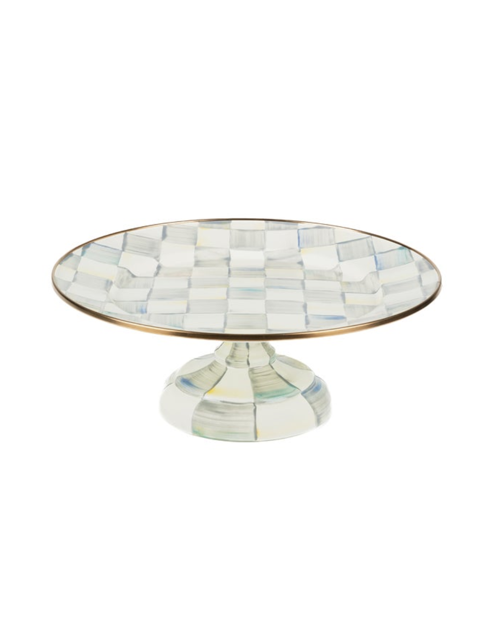 Sterling Check Small Pedestal Platter