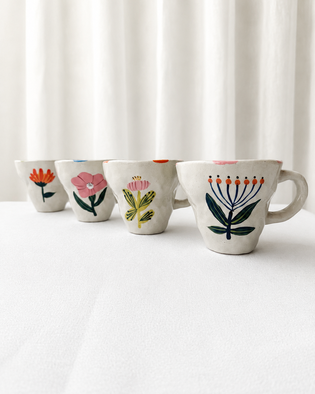 Taza Con Imagen Floral, Set de 4 Estilos