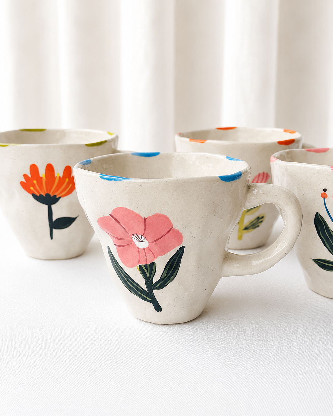 Taza Con Imagen Floral, Set de 4 Estilos