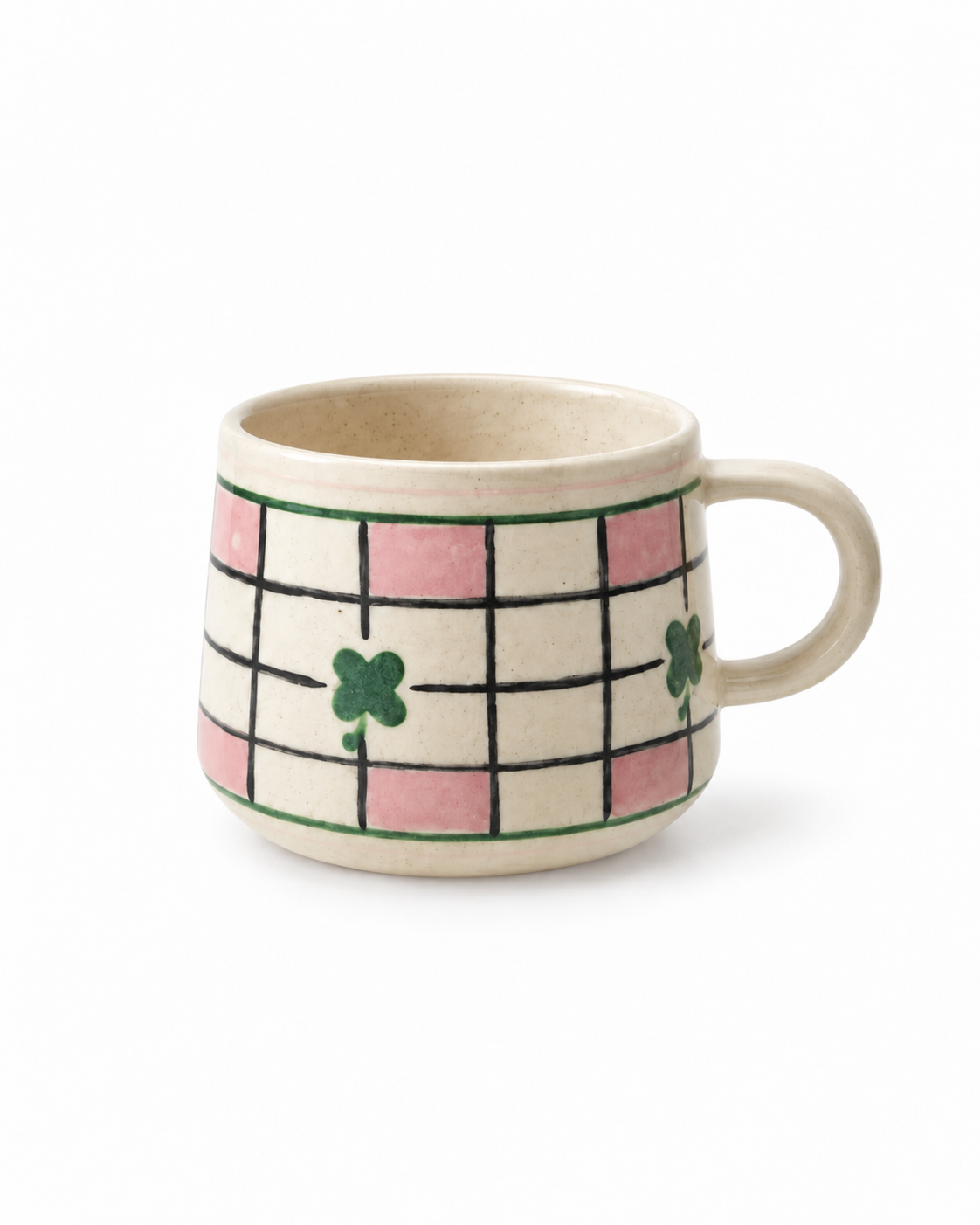 Taza De Gres Pintada A Mano Trébol