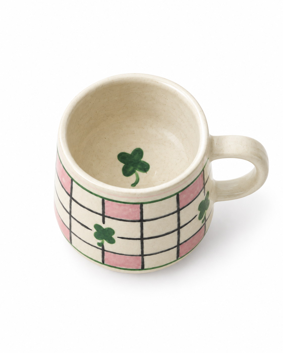Taza De Gres Pintada A Mano Trébol