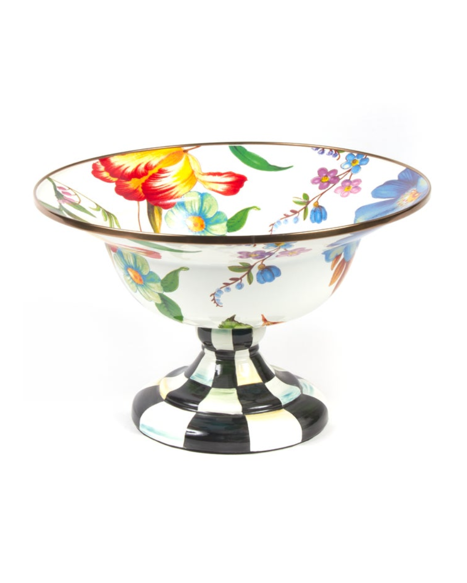 White Flower Market Large Compote