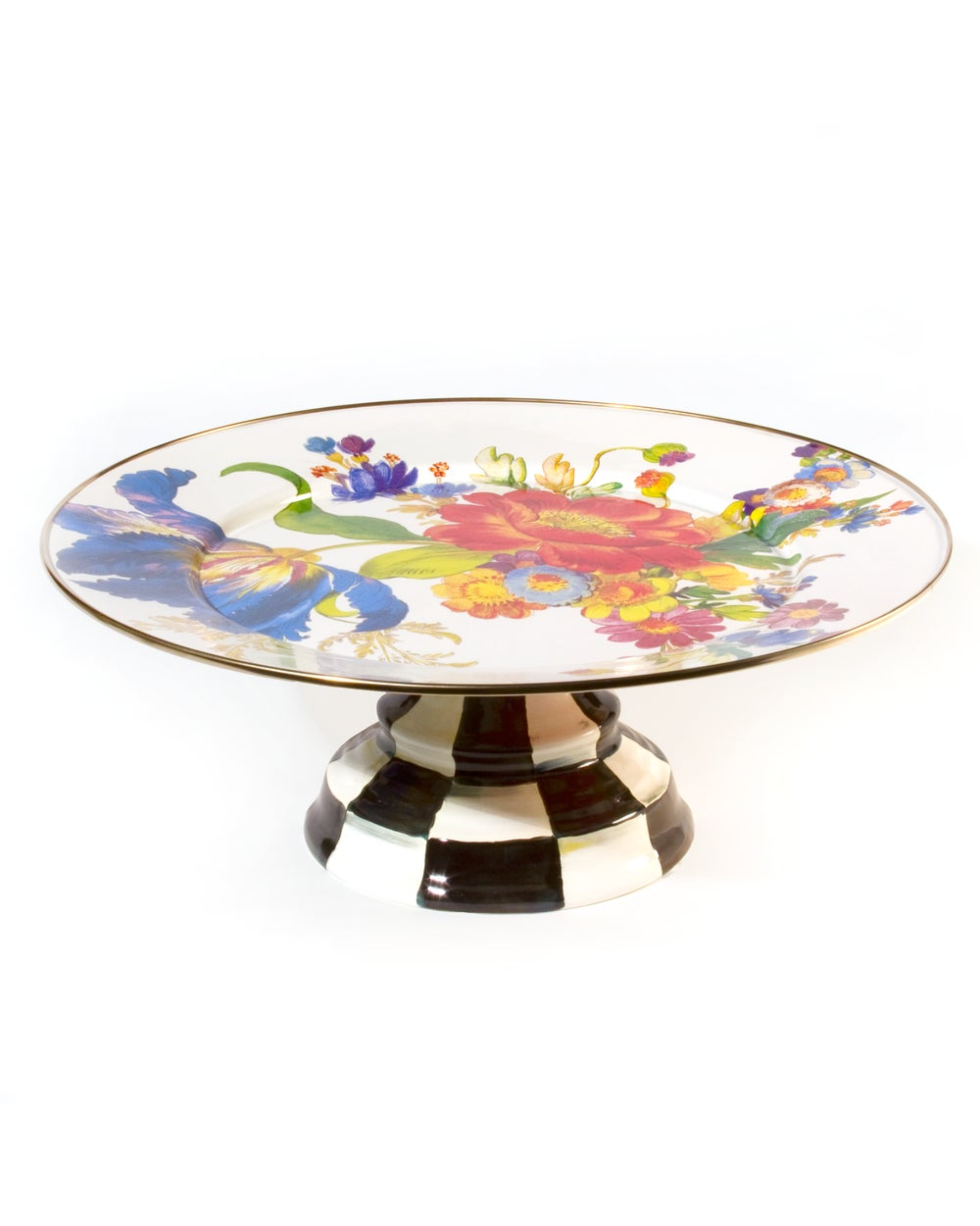 White Flower Market Large Pedestal Platter