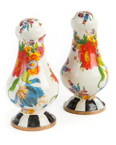 White Flower Market Large Salt & Pepper Shakers