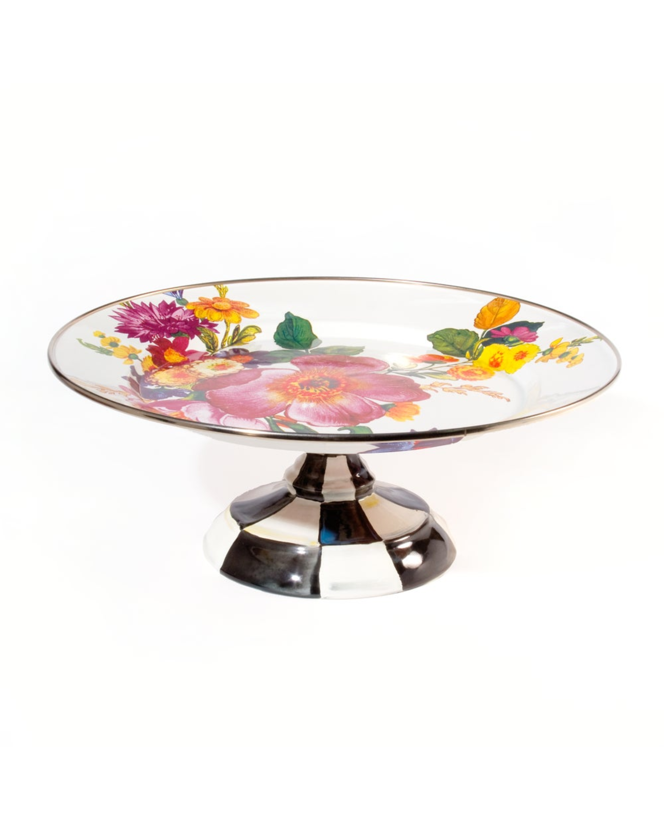 White Flower Market Small Pedestal Platter