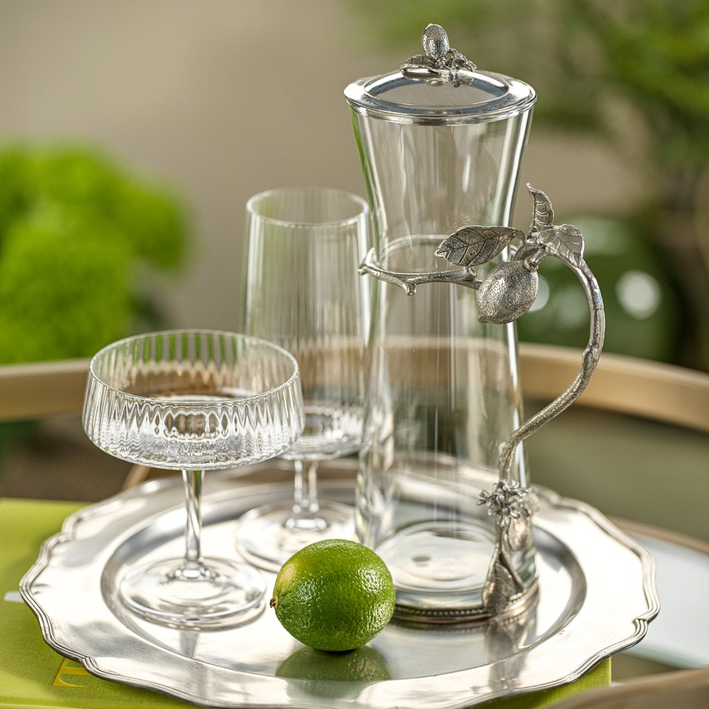 Jarra de vidrio y peltre Limon Agria